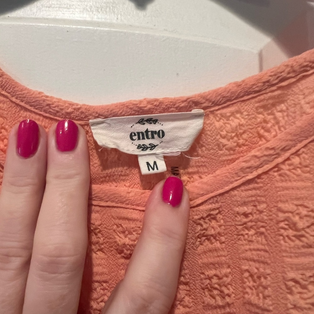 Entro Orange Textured Ruffle Top - Picture 3 of 5